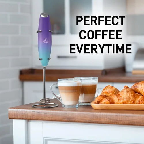 Vista 163 de Zulay Milk Boss Espumador de leche potente manual, hace espuma para latte, batidor para mezclar bebidas, café, miniespumador para capuchino, frappé