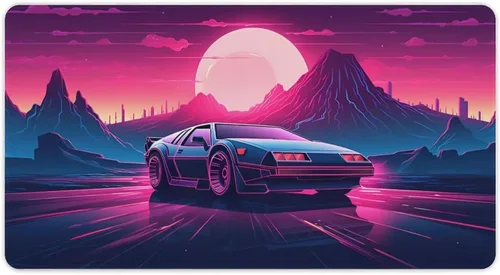Vista 9 de Large Mouse Pad Synthwave Car Mountain Red Sun Vaporwave Desk Mat Computer Accessories Gaming Office Organizers Supplies Decor Essentials Keyboard
