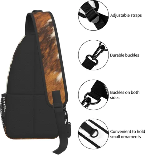 Vista 5 de Bolso bandolera con estampado de piel vacuno rojo y blanco para hombro casual para mujeres y hombres, Piel de vaca roja y blanca., talla única
