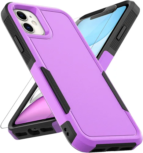 Vista 11 de MDCN Funda para iPhone 11: funda protectora de doble capa resistente para teléfono celular, a prueba de golpes, resistente, con protector