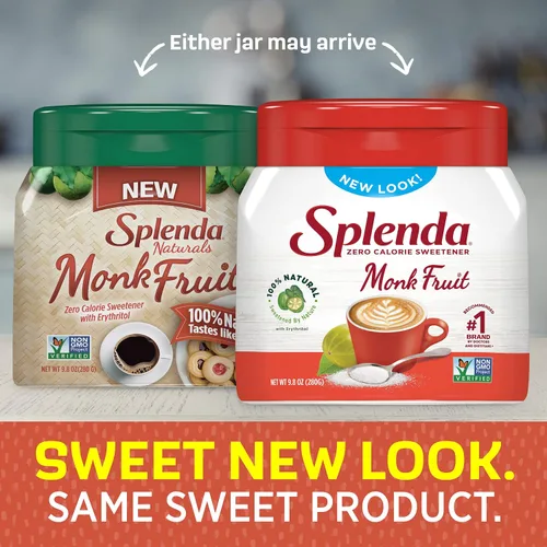 Vista 3 de SPLENDA Frasco edulcorante granulado a base de plantas sin calorías Monk Fruit, 9.8 onzas
