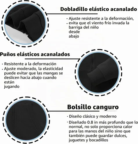 Vista 6 de Kid Nation Sudadera con capucha para niños o niñas de 4 a 12 años Negro