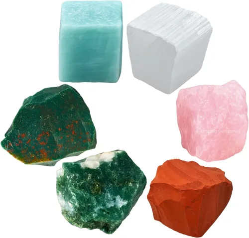 Vista 17 de Amazing Gemstone Cristales para manifestación de ansiedad, juego de 6 cristales curativos de amatista, sodalita, labradorita, angelita, granate