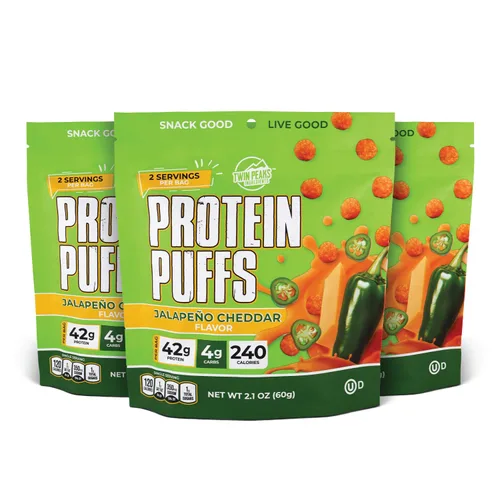 Vista 11 de Twin Peaks Inflados de Proteína - (Ajo Parmesano), Apto para Dieta Cetogénica, Refrigerio Bajo en Carbohidratos