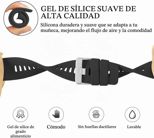 Vista 4 de Compatible con Garmin Forerunner 45, correa de repuesto deportiva de silicona suave, pulsera de fitness para Garmin Forerunner 45 Smartwatch Negro