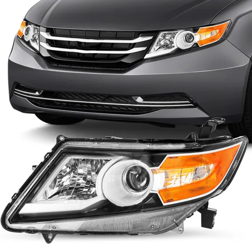 Vista 19 de JSBOYAT Conjunto de faros delanteros de repuesto para Honda Odyssey 2011-2017, estilo OE, carcasa negra, con reflector ámbar (L+R) Faros