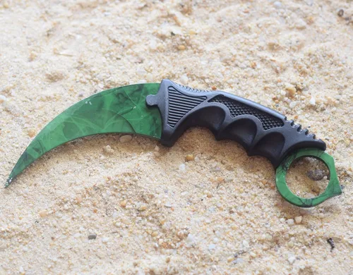 Vista 2 de Karambit - Cuchillo de entrenamiento de práctica de acero inoxidable con funda para principiantes, herramienta de entrenamiento 100% segura (verde)