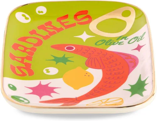 Vista 2 de ban.do Bandeja novedosa para baratijas, plato de cerámica para joyería, pequeña bandeja decorativa para llaves o decoración, linda bandeja