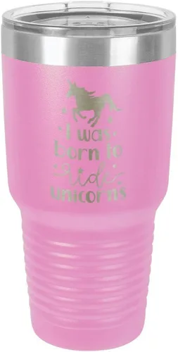 Vista 22 de I Was BORN TO RIDE UNICORNS Grabado vaso de 325 ml, grabado con láser, taza de viaje de acero con recubrimiento en polvo, libre de BPA, con camello
