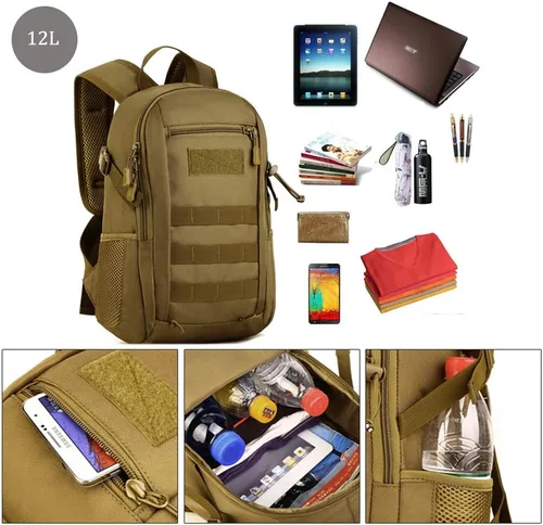 Vista 5 de CREATOR Mini mochila táctica militar MOLLE mochila mochila estudiante escuela viajes camping bolsa