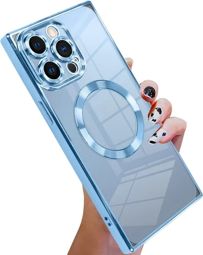 Vista 7 de KANGHAR Funda diseñada para iPhone 12 Pro Magnética Transparente con Protector de Lente de Cámara [Compatible con MagSafe] Diseño de Placado