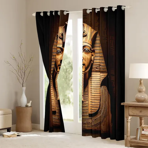 Vista 4 de Erosebridal Cortinas de ventana del faraón egipcio, tribu del antiguo Egipto exótico, pirámides egipcias, cortinas decorativas para dormitorio, sala