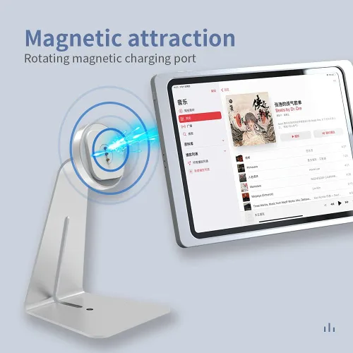 Vista 3 de Soporte magnético en el escritorio con funda de carga A7 para iPad (9ª/8ª/7ª generación) de 10.2 pulgadas, forma clásica de L, base de metal