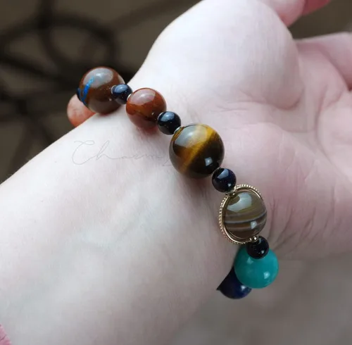 Vista 65 de Precious Gemstone Natural Crystal Healing Bracelet, Rutilated Quartz, Moonstone, Quartz Handmade Original Design Bracelet