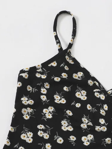 Vista 4 de Floerns - Vestido corto de verano con estampado floral de cerezas, acampanado para mujer
