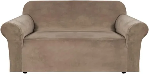 Vista 102 de H.VERSAILTEX Fundas de terciopelo elástico para sofá de dos plazas, fundas para sofá de 2 cojines para sala de estar, fundas deslizables con correas
