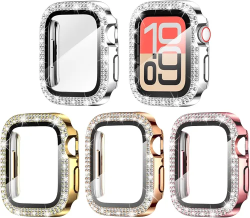 Vista 17 de Goton Paquete de 4 Fundas con Diamantes de Imitación para Apple Watch, Protector de 38mm para Series 3/2/1, Funda con Diamantes de Imitación