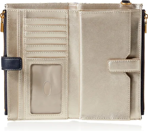 Vista 5 de GUESS Izzy - Cartera organizadora de doble cremallera para mujer, plegable