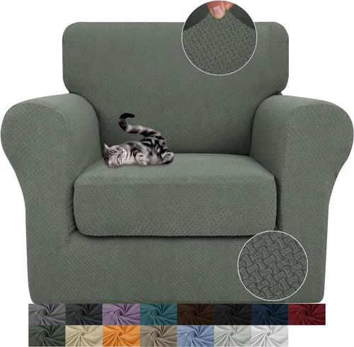 Vista 36 de JIVINER Fundas de sofá de 3 piezas para sofá de 2 cojines, funda elástica para sofá con 2 fundas de cojín de asiento extra grandes, fundas de sofá