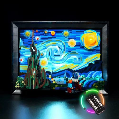 Vista 9 de VONADO Kit de luces LED compatible con Starry Night Lego 21333, iluminación de bricolaje para Van Gogh Starry Night (sin modelo), luces decorativas