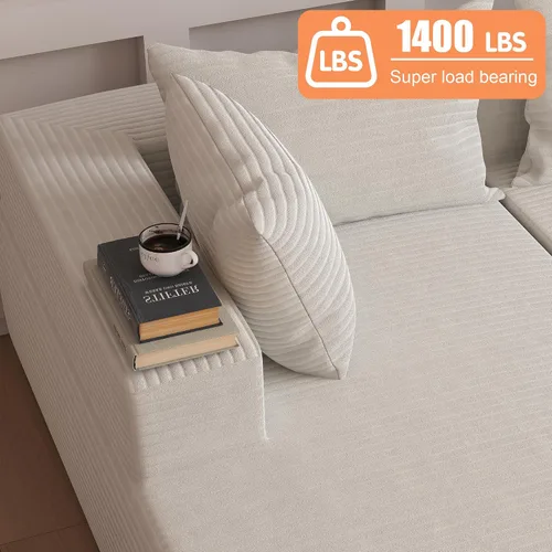 Vista 3 de Sofá seccional moderno de 108 pulgadas, sofás modulares convertibles en forma de L, sofás tapizados con asiento profundo, sofá de esponja apto