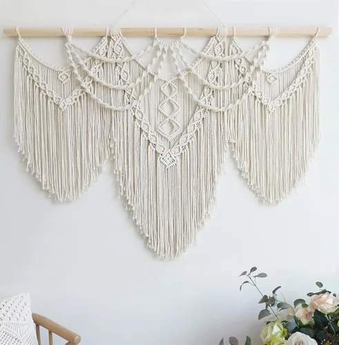 Vista 8 de Achart Colgante de Macramé para Pared Grande- Decoración de Pared Boho- Arte de Pared Grande- Decoración de Pared para Sala de Estar- Tapiz