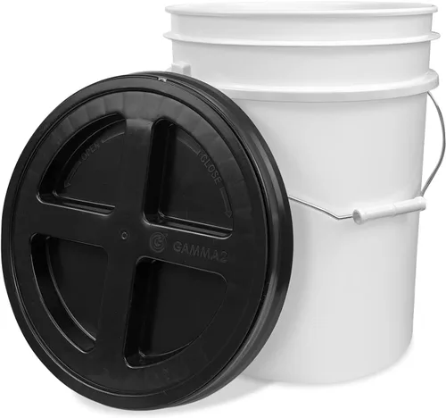 Vista 58 de ePackageSupply - Cubo de 5 galones, grado alimenticio, sin BPA, color negro y negro, 1 unidad Negro/Negro
