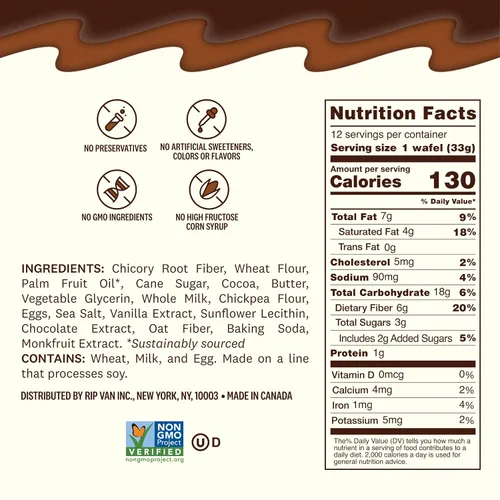Vista 2 de Rip Van Wafels Stroopwafels de brownie de chocolate – Snacks saludables – Bocadillos sin OGM – Apto para dieta cetogénica – Snacks de oficina – Bajo