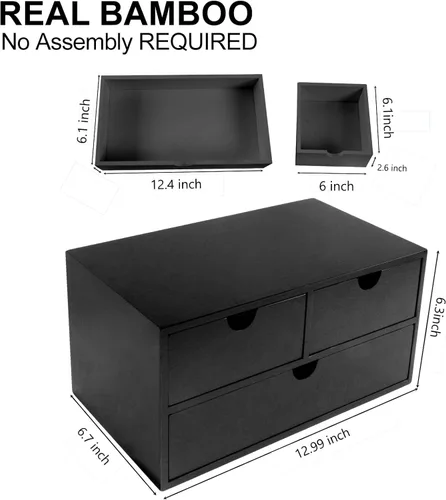 Vista 2 de Charmewooden Organizador de escritorio con cajones, organizador de cajones para encimera, cajones para escritorio, hogar, oficina, espacio