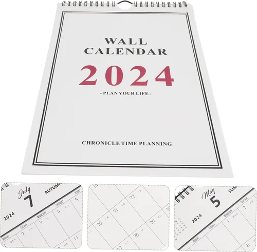 Vista 2 de NOLITOY Calendario montado en la pared, calendario 2024, calendario colgante 2024, calendario colgante de vacaciones, agenda de citas, calendario