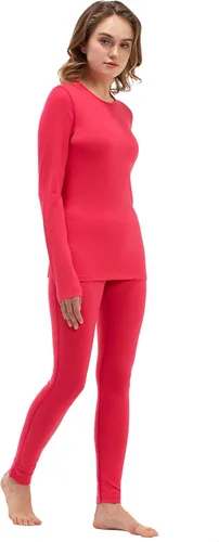 Vista 5 de Conjunto de ropa interior 100 % lana merino para mujer, Deep Red-6.53oz, S