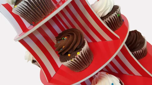 Vista 5 de Soportes para cupcakes, 3 niveles temáticos para cupcakes, soportes para servir cupcakes (carnaval)