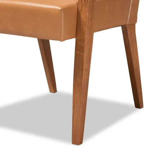 Vista 7 de Baxton Studio Andrea Mid-Century Modern - Juego de 2 sillas tapizadas de piel sintética y acabado marrón nogal, 2 piezas