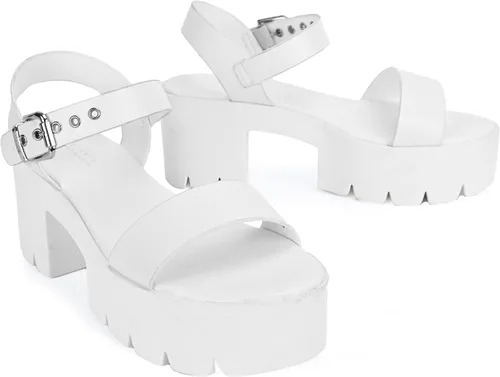 Vista 4 de READYSALTED Womens Chunky Platform Sandals Open Toe Ankle Strap Block Heeled Sandals with Adjustable Ankle Strap