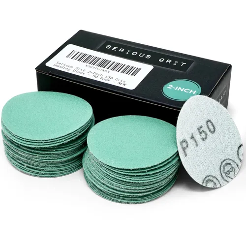 Vista 13 de Serious Grit - Discos de lijado de grano 80 de 2 pulgadas - Discos de película de gancho y bucle de alta resistencia - Papel de lija para torneado
