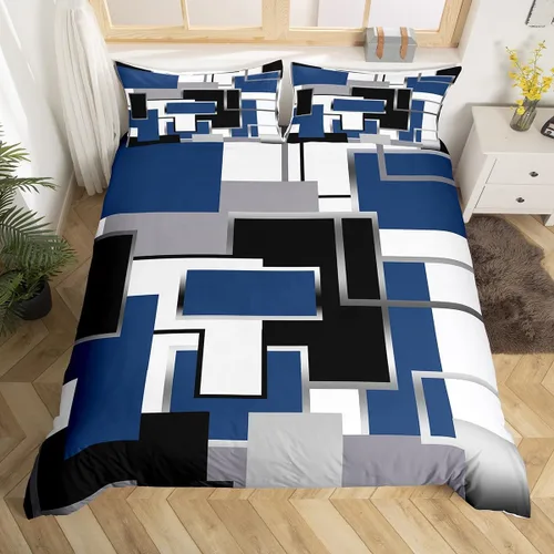 Vista 16 de Erosebridal Funda de edredón a rayas color negro y beige, funda de edredón bohemia moderna geométrica abstracta para mujeres, hombres y adultos