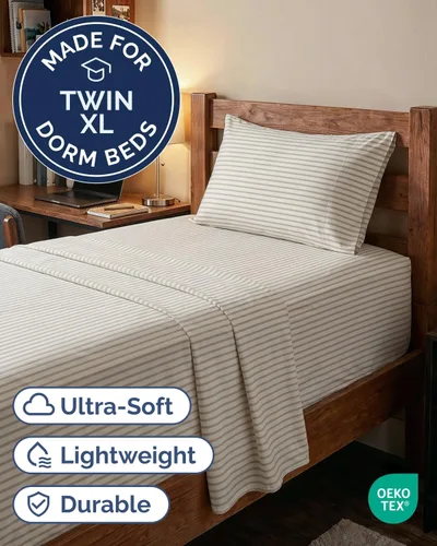Vista 397 de Extra Deep Twin XL Sheet Set - 3 Piece College Dorm Room - White 01-Blanco