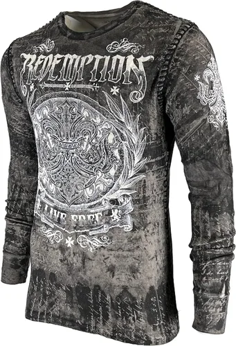 Vista 5 de Archaic by Affliction - Camisa térmica para hombre, color gris blindado, Gris