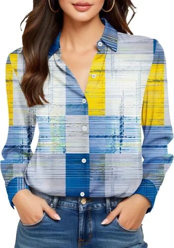 Vista 49 de Camisas sin planchado y sin arrugas para mujer, con botones, de manga larga, de seda de morera, blusas casuales para el trabajo