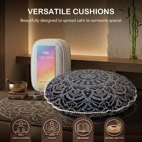 Vista 7 de Codi Paquete de 2 cojines de meditación, almohadas de piso grandes para Negro