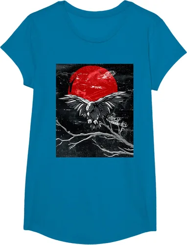 Vista 77 de Red Moon Raven - Camiseta japonesa de cuervo negro, Negro, S