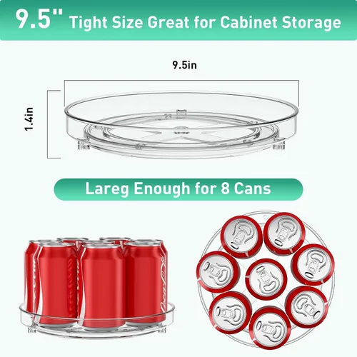 Vista 3 de Optish Paquete de 4 organizadores Lazy Susan, tocadiscos Lazy Susan de 9.5 pulgadas para gabinete, organizador de refrigerador para organizadores