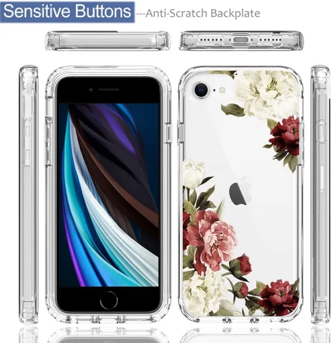 Vista 5 de Funda de teléfono para iPhone SE 2022/SE 3 2022/iPhone SE 2020/iPhone 7/iPhone 8 con protector de pantalla de vidrio templado, funda protectora