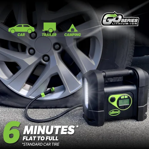 Vista 3 de Slime 40080 Inflador de neumáticos inalámbrico, bomba de compresor de aire portátil resistente con apagado automático, batería de iones de litio