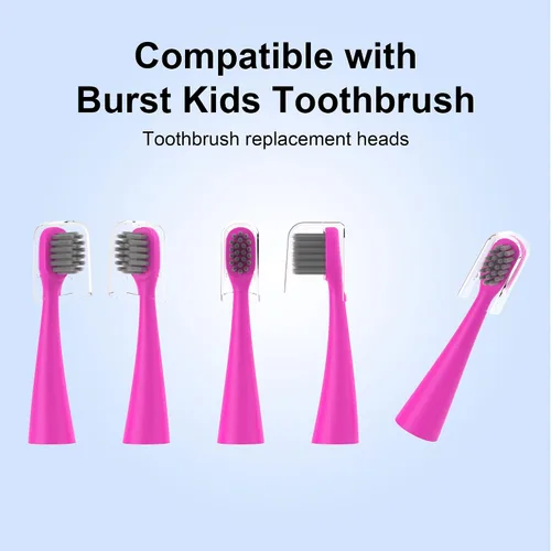 Vista 3 de Paquete de 8 cabezales de cepillo de dientes de repuesto para niños Burst, azul y rosa Cabezal de cepillo de dientes eléctrico