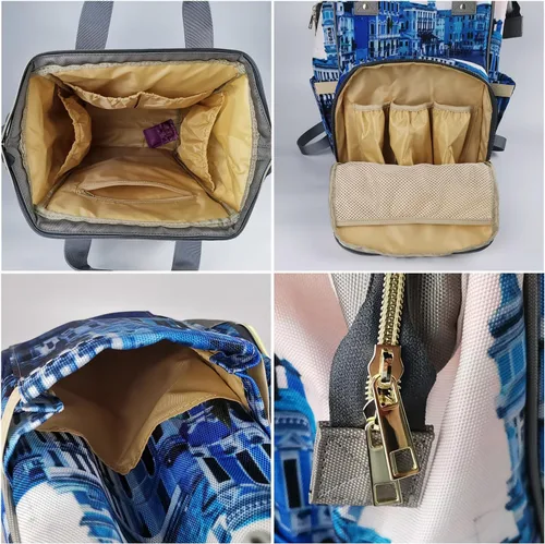 Vista 5 de Mochilas personalizadas con nombre personalizado para bebé, bolsa de pañales con monograma con bolsillos térmicos para adultos y niños, impermeable