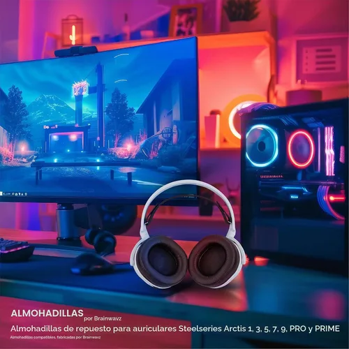 Vista 8 de Brainwavz Almohadillas de repuesto para auriculares SteelSeries Arctis 1, 3, 5, 7, 9X, Pro y Prime, espuma viscoelástica y piel sintética (negro)