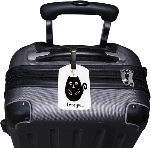 Vista 2 de Guitong viaje equipaje equipaje etiqueta mochila etiqueta maleta viaje identificador inteligente cuero negro gato I Miss You viajes negocios niñas