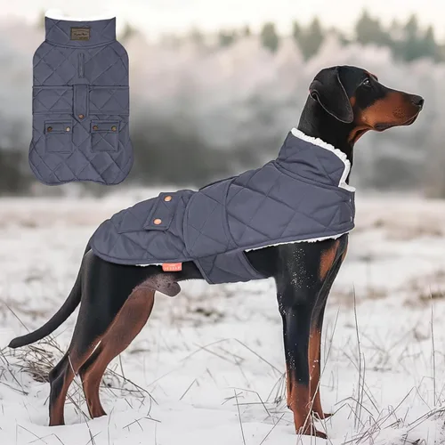 Vista 15 de KYEESE - Abrigo para perro suave, suéter para mascotas para clima frío, chaqueta impermeable para perros con forro de felpa, abrigo cálido