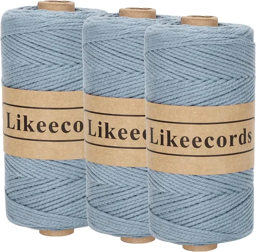 Vista 47 de Likeecords 100% Hilo de Ganchillo de Algodón Cordón de Bolsa de 2mm 170m Cordón de Macramé de 2mm Hilo de Crochet Cuerda de Macramé Regalo para Verde